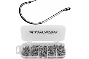 THKFISH 50pièces/100pièces//250pièces/500pièces hamecon Peche Crochets de Pêche Hameçons à Haute Teneur en Carbone Offset #3#2#1 1/0 2/0