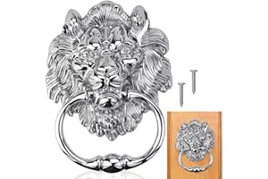 DECARETA Testa di Leone Battente con Viti Battente a Forma di Leone per Porta Testa di Leone Battiporta Maniglie per Mobili Maniglia a Testa di Leone Testa Leone Pomello Mobili
