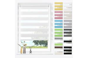‎SBARTAR SBARTAR Doppelrollo Klemmfix Duo Rollos für Fenster ohne Bohren & zum Bohren, Weiß B80 x H150 cm (Stoffbreite 76 cm), Lichtdurchlässig, Klemmrollo, Fensterrollo, Zebrarollo