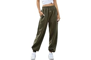Jhsnjnr Jogginghose Damen Lang Bequeme Sweathose High Waist Trainingshose mit Taschen Freizeit Baggy Sweatpants Sporthose