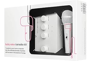 Lucky Voice Portable Karaoke Machine & x1 Karaoke Microphone, White - Sing Along At Home With Over 10,000 Songs - Gifts For Kids & Adults