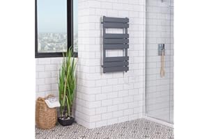 Warmehaus Bathroom Flat Panel 300 w Electric & Dual Fuel Heated Warming Towel Rail Radiator Rad 800 x 450 mm