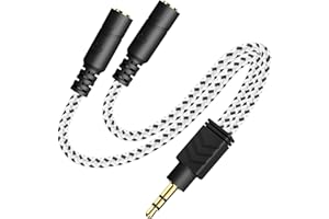 DuKabel Rozdzielacz słuchawek 3,5 mm 2 jack na 1 jack rozdzielacz słuchawek 3-biegunowy kabel rozdzielacza TRS Aux do smartfona, tabletu, laptopa, słuchawek, głośników - 0,2 metra