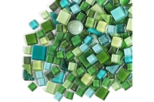 BTMIEY 1.1 LB Irregular Crystal Mosaic Tiles,Small Particle Color Decal Crystal Glass Tile DIY Hobbies Children Handmade Crystal Craft for DIY Handmade Decorative Materials (Green Series)