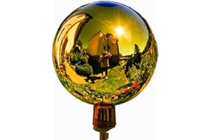 Lauschaer Glaskunst-Gartenkugel Thüringer Rosenkugel - 18 cm - Gold