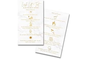 LASHICORN Lash Lift and Tint Aftercare Cards | Physical Printed 2 x 3.5” inch Business Card | Marble with Gold Color Design