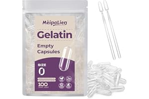 MÉIPALIEN Puste kapsułki do napełniania, rozmiar 0 – 100 sztuk, puste kapsułki żelatynowe, szybkie rozpuszczanie, małe opakowanie, halal, nie GMO, bezglutenowe, kompatybilne z wypełniaczem kapsułek, idealne do