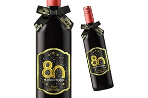 Giftota 2 Etichette per Bottiglie di Compleanno e Fiocchi Regalo – Etichette per Vino Personalizzate, autoadesive per Spumante e Vino Spumante, Decorazione per 80 Compleanni, Regalo di Compleanno per