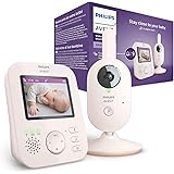 Philips Avent Advanced Video Baby Monitor con telecamera e audio, colore Coral Cream, display da 2,8", zoom x2, visione nottu
