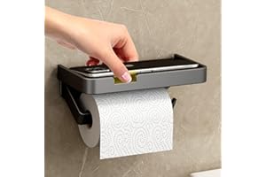 WE MOMENT ZONE Toilettenpapierhalter Ohne Bohren mit Ablage Klopapierhalter Edelstahl WC Papier Halterung Wandhalterung Toilettenpapierhalter Schwarz