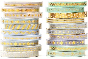 YUBX Washi Tape Set Gold Fein Washi Tape Set - Dekoratives Abdeckband für Kunst, Basteln, Tagebuch, Planer, Scrapbooking, Verpacken (Lavendel)
