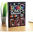 SpiderJuice 1 Book (10 Pages) Creative Unique Rainbow Magic Colorful Mandala Art Drawing Scribble Fun Activity Black Scratch Paper Note Book for Kids Adults Birthday Return Gifts Restaurant Hotel Cafe Memo Menu Pad with Bamboo Stick