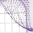 Pindia 6 feet Set of 2 Purple String Net Heart Design Door Window Curtain