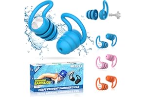 WLSCTY Waterproof Swimming Ear Plugs for Adults - 3 Pairs Silicone Swim Earplugs for Surfing,Diving,Showering and Other Water Sports - Keep Water Out and Ear Protection.