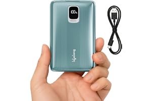 Lifelong Electronics 10000mAh Fast Charging Power Bank with Digital Display Type C Input 2 Output Ports Quick Charge 3.0 22.5 W PD Powerbank Cable Included (Teal Green)