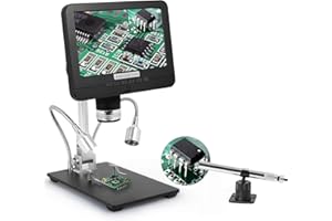 Andonstar AD206S Microscopio digitale USB portatile con doppie lenti, schermo LCD da 7 '' e 2 luci di riempimento LED, strumento per saldatura e riparazione PCB SMD THT
