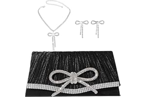 Topchances Clutch Bag, Luxury Diamante Bow Clutch Bags for Women