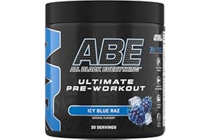 Applied Nutrition ABE Pre Workout - All Black Everything Pre Workout Powder, Energy & Physical Performance with Citrulline, Creatine, Beta Alanine (375g - 30 Servings) (ICY Blue Raz)