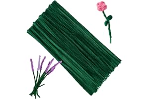KUPPT 100 Pezzi Scovolini in Ciniglia Steli Verdi Scovolini per Artigianato, Fai Da Te, Decorazione di Progetti Artistici e Artigianali (Verdi)