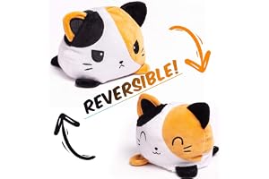 KASTWAVE Double-Sided Flip Cat Plush Toy, Reversible Plushie, Cute Soft Cat, Yellow