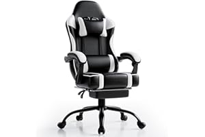 Fruyyzl Sedia Gaming per Adulto, Sedia da Ufficio Ergonomica con Schienale Regolabile Poltrona Gaming con Poggiatesta e Supporto Lombare, Sedile Gaming Rotativo con Bracciolo (Normale, Bianco)