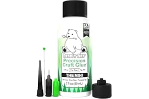 Bearly Art Precision Craft Glue - The Mini - 2fl oz z zestawem wskazówek - Dries Clear - Nietoksyczny - Metalowy Tip - Odporny na różki...