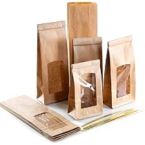 Papiertüten Mit Sichtfenster – 20x7x4 Cm, Blockboden, Für Lebensmittel & Geschenke, 50 Stück