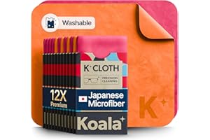 KOALA LIFESTYLE Koala Lens Cleaning Cloth | Japanese Microfiber | Glasses Cleaning Cloths | Eyeglass Lens Cleaner | Eyeglasses, Camera Lens, VR/AR Headset, and Screen Cleaning | Pink & Orange (Pack of 12)