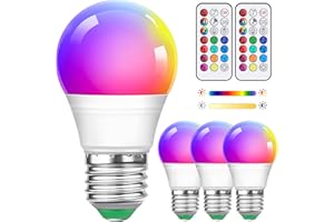LIUYIFE 4 Pack Ampoules LED Edison Multicolores à Intensité Variable A50 5 W Avec Télécommande, Culot E27 à Vis, Changement De Couleur, RGB+ Blanc Chaud, Idéales Pour L'éclairage Quotidien Et D'ambiance