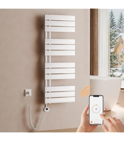 Asciugamani Elettrico Da Parete Omiros - 500 W, Bianco, Touch Screen, Riscalda Bagno
