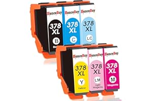 HenceBuy 378XL wkłady atramentowe wielopak do Epson 378 XL kompatybilne z Epson Expression Photo XP-8700 XP-8600 XP-8500 XP-8505 XP-8605 XP-8000 XP-8005 HD XP-15000 drukarka atramentowa (6 kolorów)