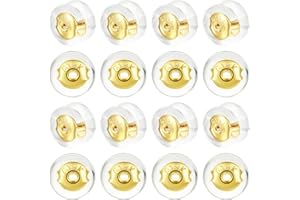 Bomtop 18 Pièces Métal fermoir boucles d'oreilles silicone, Hypoallergénique 18K Or attache boucle d'oreille sécurité pour Boucles/Clous, Or