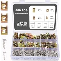 Kit De 170 Vis Et Clips U Pour Carrosserie - Universal Métal U-Nuts - Pour Ailes De Voitures Et Plus
