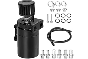 DBREAKS Depósito de Aceite Universal Con Filtro de Aire - 300 ml, Aluminio Negro Para Coche
