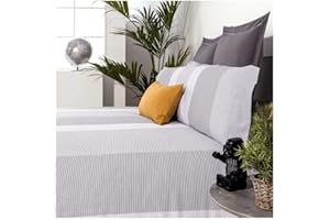 COTTON ARTEAN Funda Nórdica Segment 50% algodón 50% poliéster Cierre con Botones Funda de edredón para Cama de 105 (180x220 cm) + 1 Funda de Almohada (45 X 125 cm) Color Gris