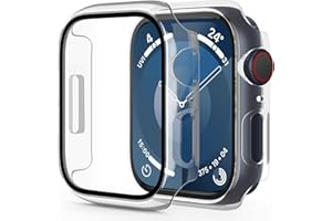 OMOTON für Apple Watch Series 9 Series 8 Series 7 45mm Schutzhülle, Hard Hülle mit Glas Displayschutz Kompatibel mit Apple Watch Series 9/8/7 45mm, Anti- Kratzer, 2 Stück, Transparent