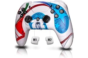 YUYIU LED Wireless Controller for PS5/Pro/Slim/PC, Hall Effect Joysticks & Triggers/Macro/Turbo/6-Axis Gyro/Dual Vibration/3.5mm Audio Jack/1500mAh Battery Gamepad with Speaker
