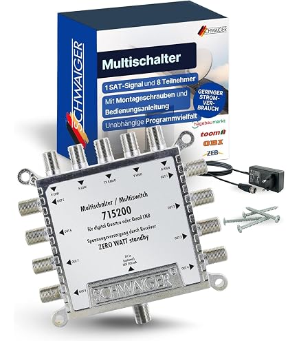 Interruptor DiSEqC 4/1 EMP Centauri PROFILINE - Conmutador Satélite 4 Entradas A 1 Salida, 10A