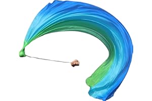 Winged Sirenny 90” (230 cm) Silk Veil Poi with Ball-Chain, Swinging Ribbon Tail Playsilk, Flow Art Silk Dance Prop, Single Piece