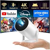 WiFi 6 ve Bluetooth 5.4 Otomatik Keystone ile Mini Projekt&ouml;r Dahili Android 11, 1080P 4K Destek Taşınabilir Projekt&ouml;r, LYNCAS