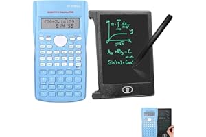 PEIDOG KK-82MS-B/KK-82MS-D Scientific Calculator with LCD Erasable Writing Pad, Engineering Scientific Calculator with 240 Functions Two-Line Display for Office, Students Back to School Supplies,Blue