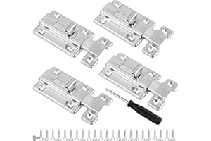 XIEJ 4 Stück Edelstahl Schiebeschloss,3 Zoll Zwei-Wege Türriegel, Türriegel Tür mit Schrauben und Schraubendreher,Schlossriegel für Bad, Gartentor