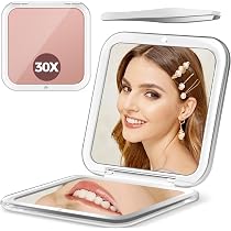Kompaktspiegel Faltbar & Doppelseitig – Mit Lippenbürste, Rosa, 7,5 Cm, Perfekt Für Handtasche & Reisen (Geschenk Für Frauen)