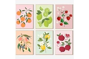 lxmydm Malen nach Zahlen Obst-Set 6-teilig DIY handgemaltes Ölgemälde-Set für Erwachsene und Anfänger Geschenk mit Pinseln und Acrylfarben bunt 20 x 30 cm