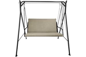 Il Tuo Artigiano Design Cuscino tinta unita per dondolo da giardino 2, 3 e 4 posti spessore 6 cm (3 posti plus - 155x55 cm, Beige)