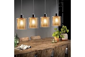 ‎ZMH ZMH Pendelleuchte Esstisch Hängelampe Vintage Retro - Schwarzgold Design Hängeleuchte 4 Flammige E14 Esstischlampe aus Glas und Metall Industial Esszimmerlampe Pendellampe Wohnzimmer Arbeitszimmer