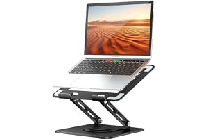 tounee Laptop Stand for Desk, Adjustable Computer Stand Holder with 360° Rotating Base, Ergonomic Laptop Riser Compatible with All Laptops and Tablets 10-16"-Black