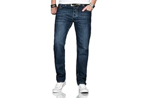 ALESSANDRO SALVARINI Herren Jeans Comfort Fit gerades Bein Komfort-Jeans Denim Jeanshose