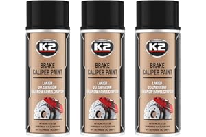 K2 Pintura para Pinzas de Freno Anticalórica Pack de 3 Color Negro Alta Resistencia a Temperaturas hasta +260°C 400 ML