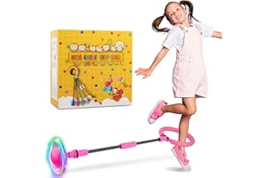 GENERIC Cheville Skip Ball, Anneau de Saut Clignotant pour Enfants, Anneau de Saut de Cheville, Flash Saut Anneau Ball, Balle De Saut Flash Pliable, Jouet De Sport Plein Air Adulte Enfant (Couleur Rose)